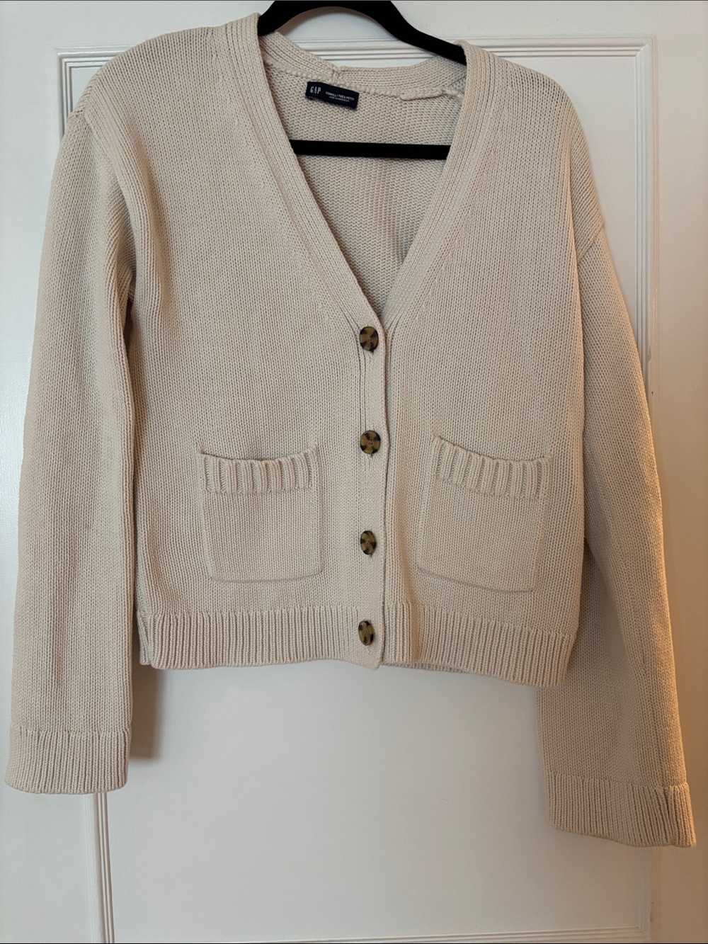 GAP Cream V-Neck Button Front Cardigan